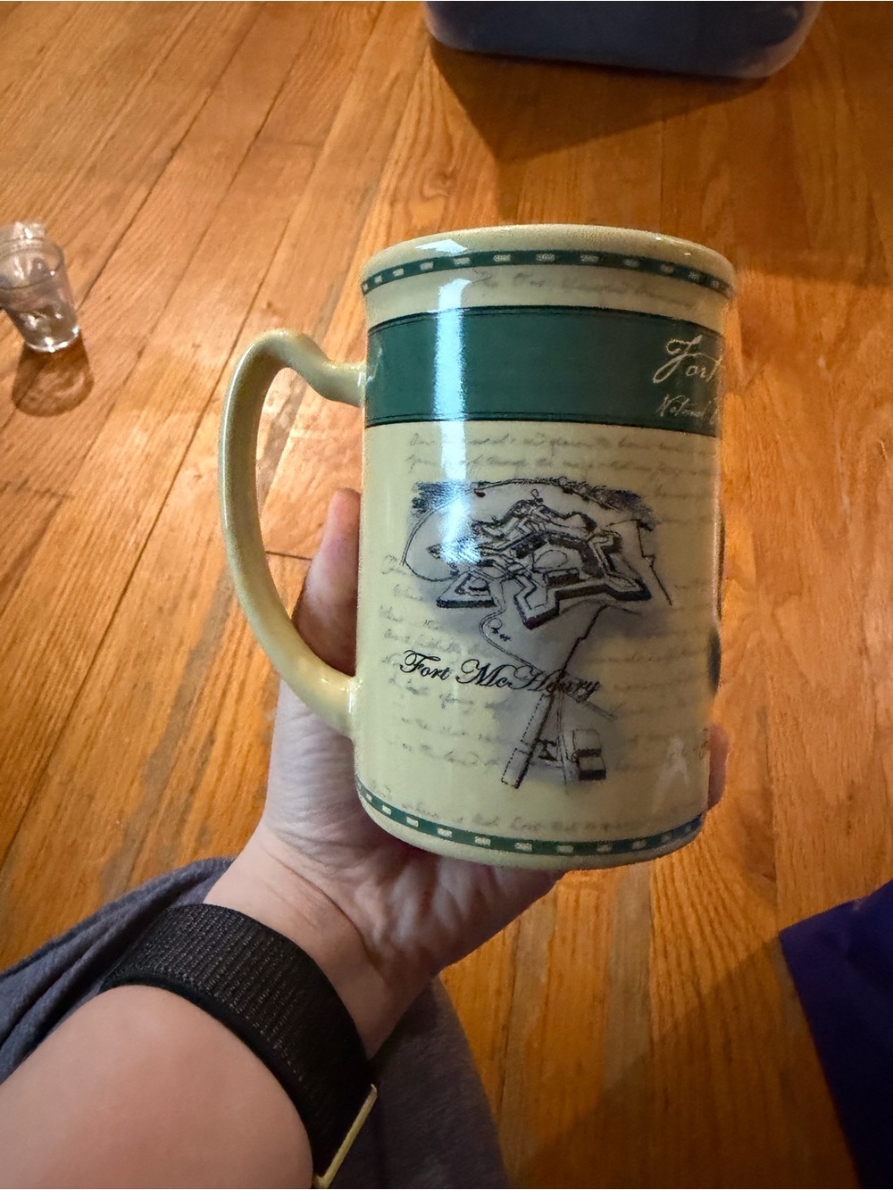 Fort McHenry Green and Cream Ceramic Mug